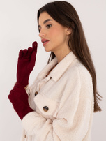 Hurtownia Bordowe rękawiczki damskie we wzory