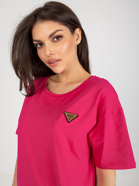 Hurtownia Fuksjowa damska bluzka oversize z bawełny