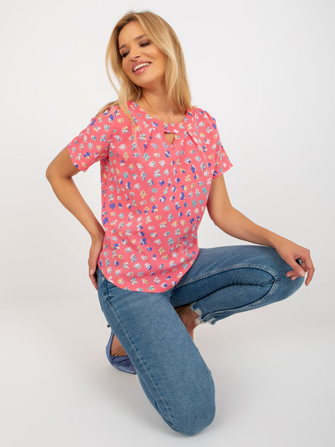 Hurt Koralowa bluzka z nadrukiem i okrągłym dekoltem