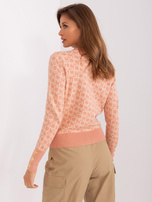 Hurt Brudnoróżowo-beżowy sweter damski we wzory 