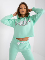 Minzfarbener Hoodie-Set mit hohem Bund Laraina.