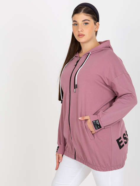 Hurt Brudnoróżowa rozpinana bluza plus size z nadrukiem z tyłu