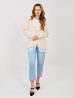 Jasnobeżowa elegancka marynarka z imitacją kieszeni