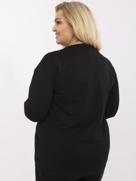 Czarna bawełniana bluzka plus size z aplikacjami