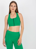 Zielony prążkowany crop top basic z bawełny RUE PARIS