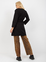 Hurt Czarny cienki płaszcz z paskiem wiązanym OCH BELLA