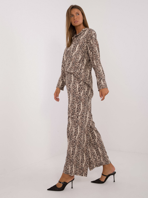 Hurt Beżowo-czarny komplet casualowy we wzory