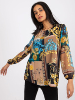 Czarno-beżowa luźna bluzka z printami Amaya