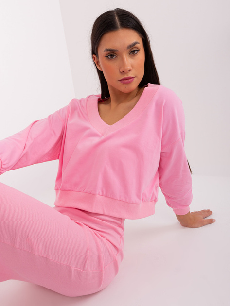 Hurt Różowy damski komplet basic z krótką bluzką
