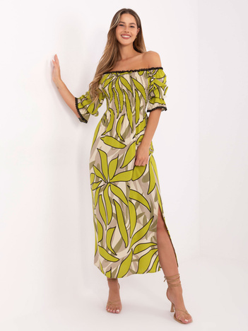 Khaki-beżowa z elastycznym marszczeniem