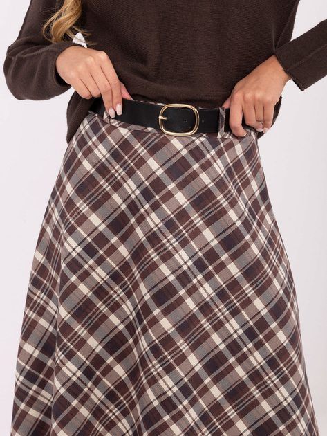 Brązowa midi spódnica z paskiem RUE PARIS