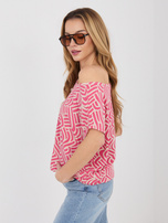 Koralowa letnia bluzka z gumką na dole SUBLEVEL 