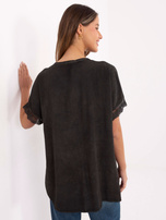 Czarna casualowa bluzka z koronką