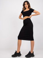 Czarna spódnica prążkowana Jammie RUE PARIS