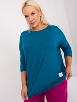 Hurt Morska bawełniana bluzka plus size z rękawem 3/4