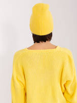 Hurtownia Żółta damska czapka z dzianiny