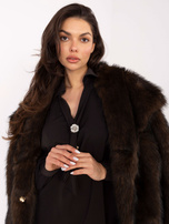 Czekoladowa wizytowa bluzka z bufiastym rękawem