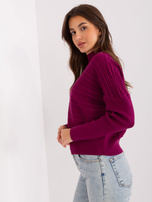 Purple Asymmetrical Bat Cut Sweater