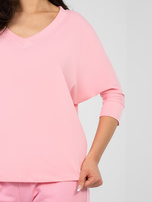 Pastelowa różowa bluzka basic o kroju oversize RUE PARIS 