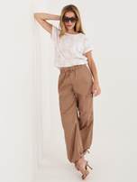 Beżowa bawełniana bluzka w romby