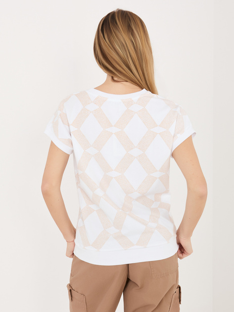 Beżowa bawełniana bluzka w romby