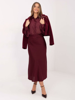 Burgundowa przezroczysta koszula z kołnierzykiem 