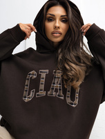 Czekoladowa bluza z kontrastowym napisem RUE PARIS 