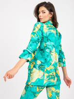 Turkusowa prosta marynarka damska w printy