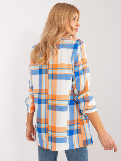 Hurt Pomarańczowo-ecru kolorowa marynarka w kratę