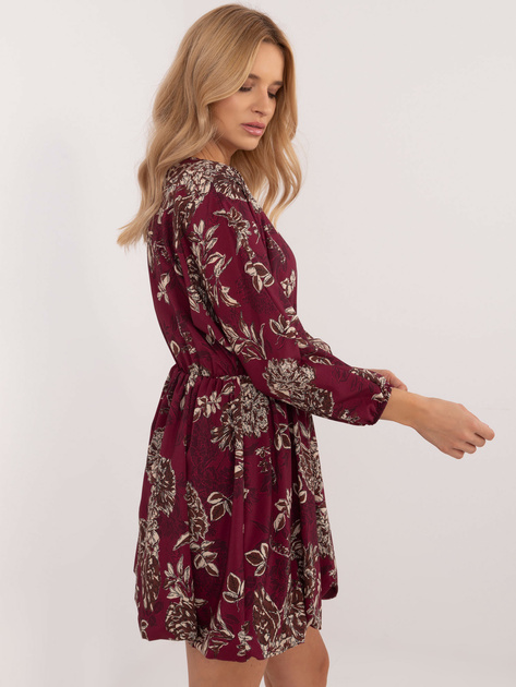 Hurtownia Fioletowa rozkloszowana sukienka we wzory