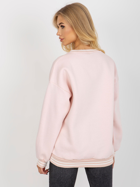 Hurt Jasnoróżowa ocieplana bluza bez kaptura z bawełny