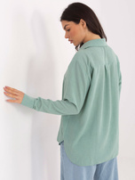 Miętowa bawełniana koszula z kołnierzykiem 