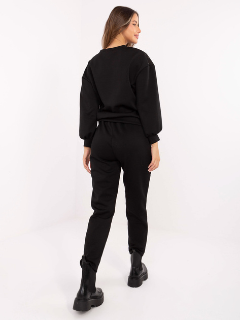 Czarny damski komplet z bluzą bez kaptura