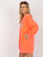 Hurt Fluo pomarańczowa długa bluza oversize z nadrukiem