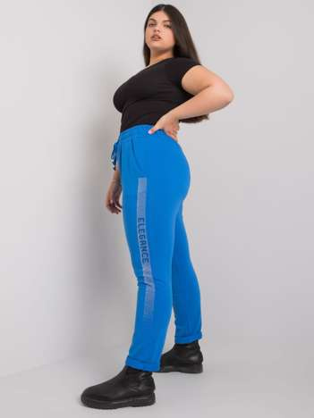 Niebieskie spodnie dresowe plus size z aplikacją Aelis