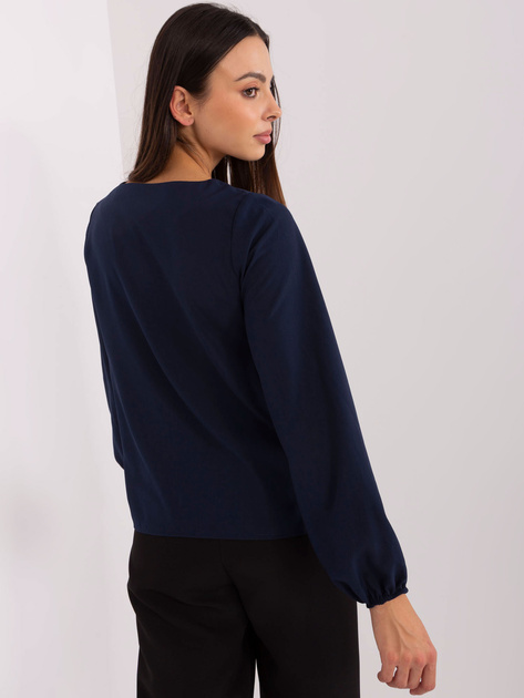 Hurt Granatowa damska bluzka wizytowa z perełkami