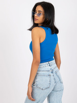 Ciemnoniebieski top prążkowany z bawełny Eston RUE PARIS 