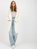 Hurtownia Ecru fluffy kardigan z kieszeniami OCH BELLA  