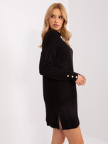 Hurt Czarna damska sukienka dzianinowa w prążek 