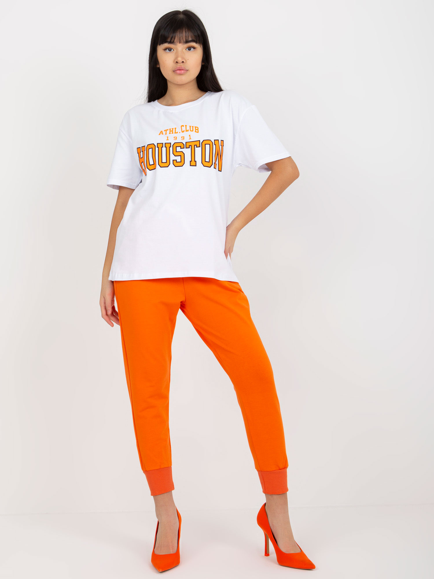 Hurtownia online Biały luźny t-shirt z napisem 