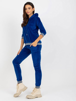 Hurt Kobaltowy miękki komplet welurowy ze spodniami