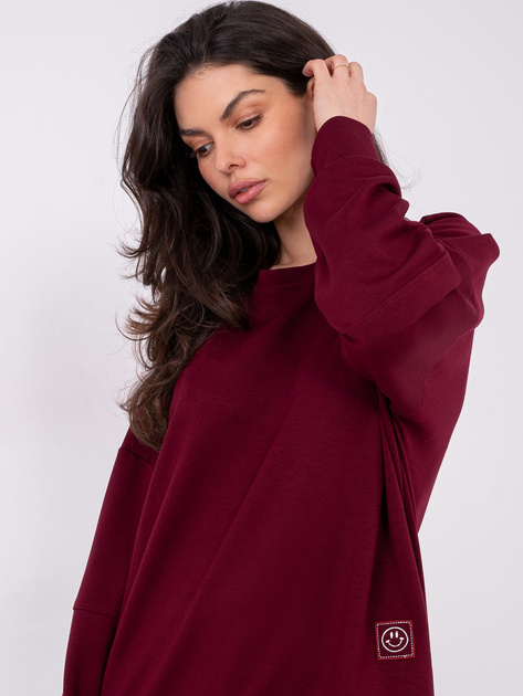 Bordowa damska bluza bez kaptura RUE PARIS