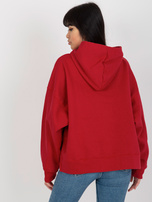 Hurt Ciemnoczerwona dresowa bluza z kapturem z naszywką MAYFLIES