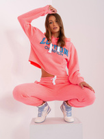 Hurtownia Fluo różowo-niebieski komplet dresowy z troczkami