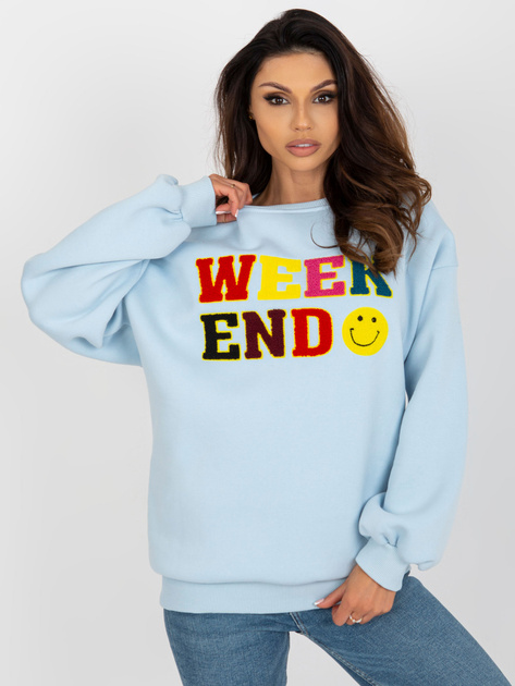 Hurt Jasnoniebieska bluza bez kaptura z naszywkami