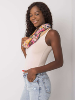 Beżowo-granatowa wzorzysta chusta z wiskozy