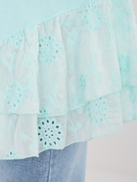 Miętowa bawełniana bluzka z falbanami