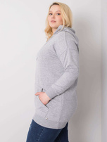 Šedá melírovaná mikina plus size s kapucňou Luna.