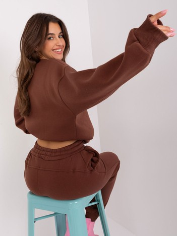 Hurt Ciemnobrązowy komplet dresowy o kroju oversize