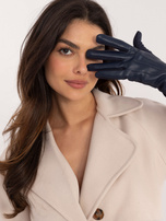 Hurt Granatowe rękawiczki damskie z eko skórą 